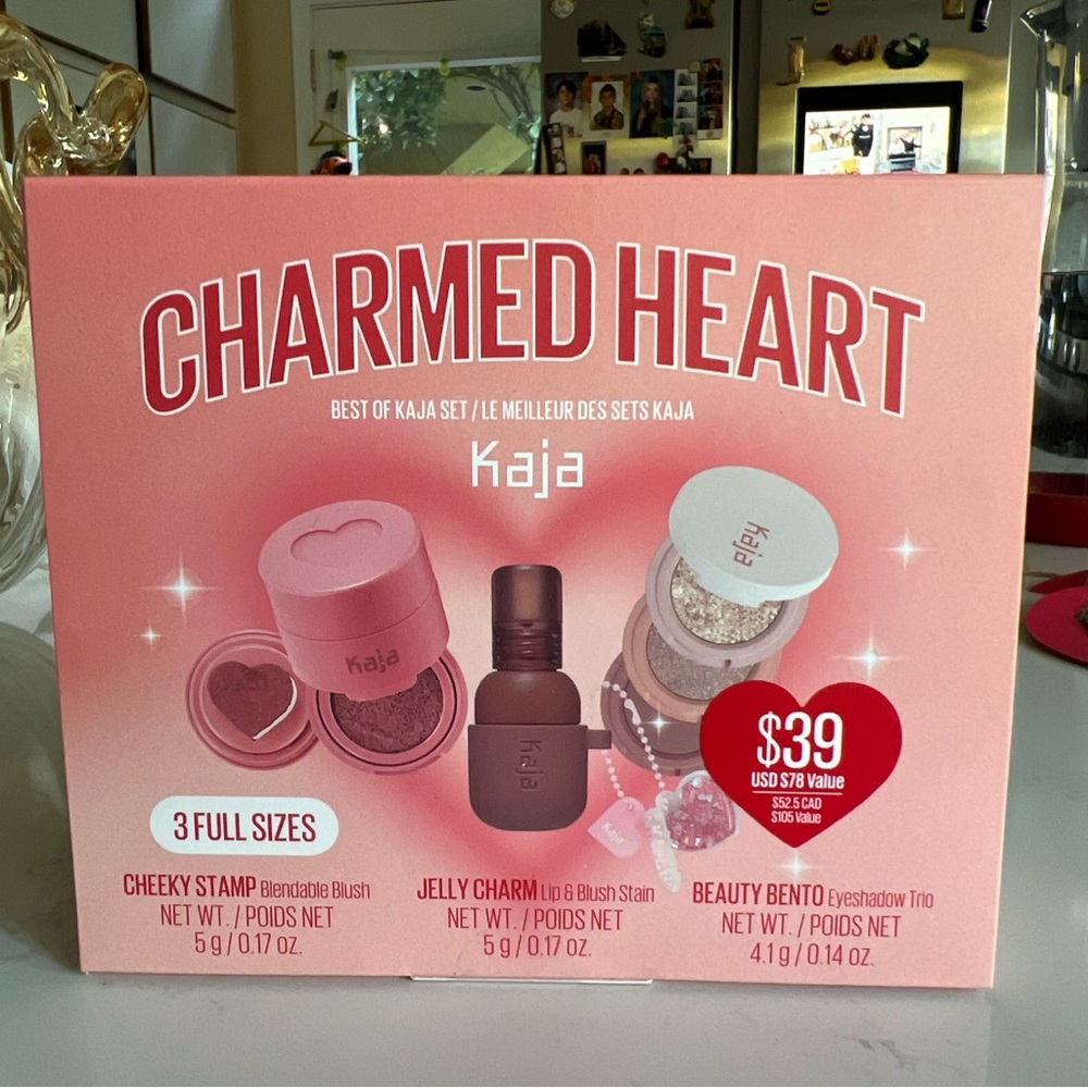 Kaja Charmed Heart Set- $78 Value- 3 Full Sizes: Blush, Blush Stain & Eyeshadows